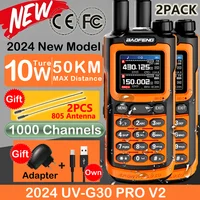 2Pack Baofeng Walkie Talkie True 10W Long Range Portable 1000 Channel Ham FM Radio UHF VHF USB-C Charge Two Way Radio Waterproof 1