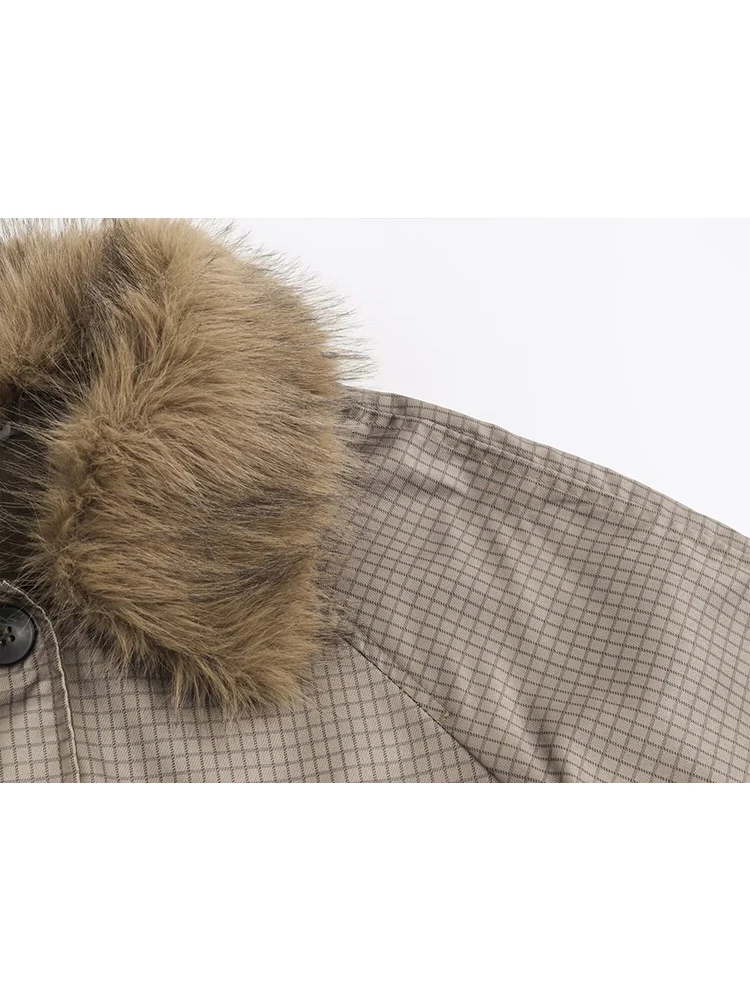 2025 Autumn Winter Women's Loose Long Trench Coat Fashion Faux Fur Collar Double-sided Windbreaker Coat Casual Lady Outerwear