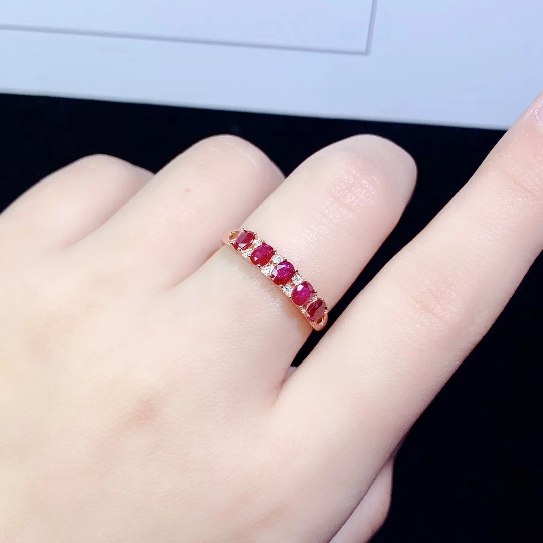

925 sterling silver natural ruby ring women's ring simple elegant party gift anniversary