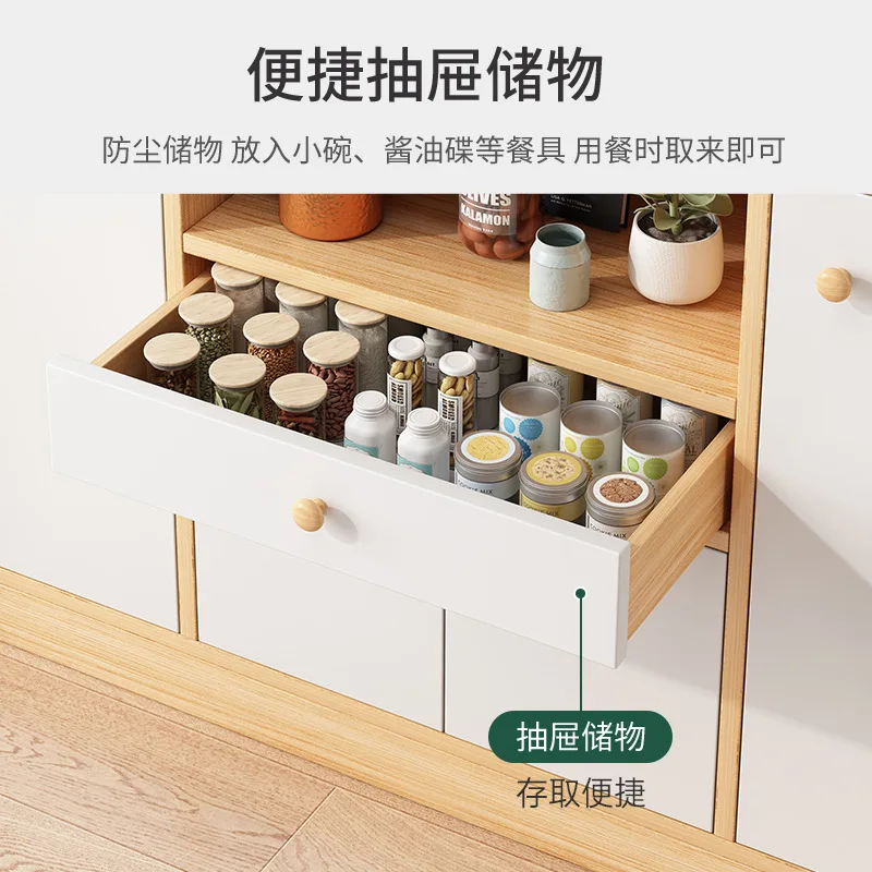 Floor-to-ceiling dining cabinet integrated against the wall, simple overall cabinet for home use