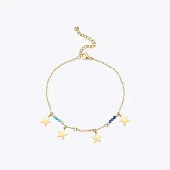 ENFASHION Star Anklet Bracelet Gold Color Colorful Foot Chain Stainless Steel Fashion Jewelry Bijoux Beach Accessories A215003 1