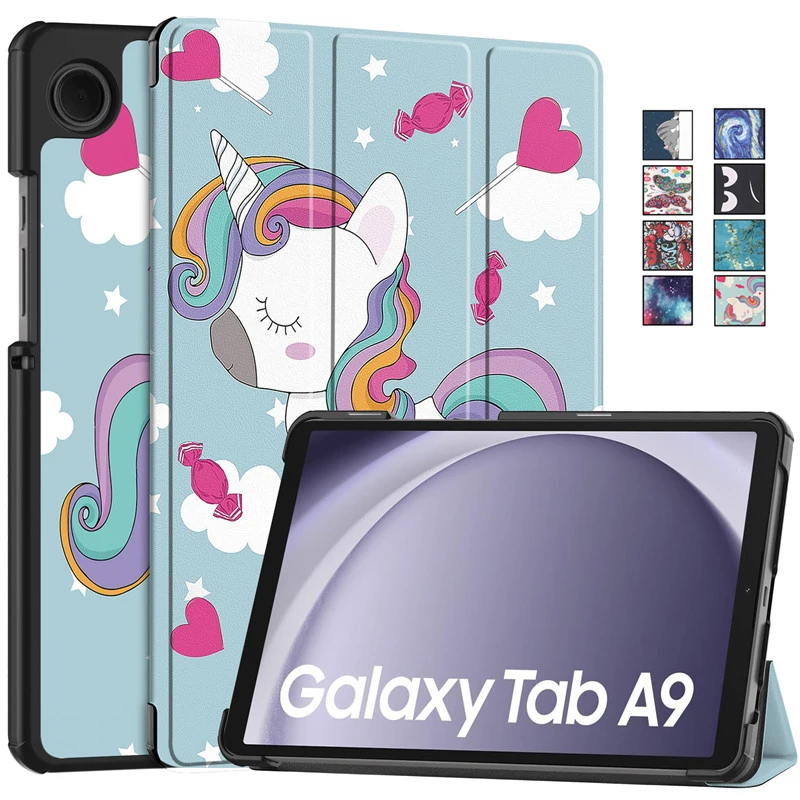 Capa de Couro Pintado Bonito para Samsung Galaxy Tab a9 Shell Case para Crianças 8.7 8.7 sm X110 X115