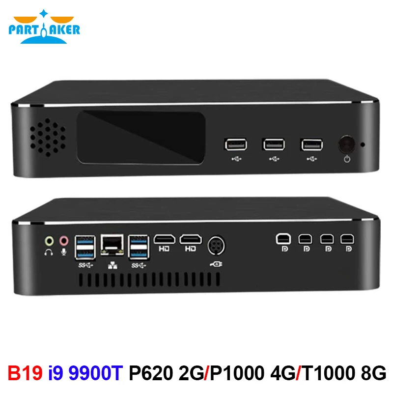 

Partaker Mini Gaming PC Desktop Computer i9 9900T with P1000 4G T1000 8G Dedicated Graphics for Design Video Editing Modeling