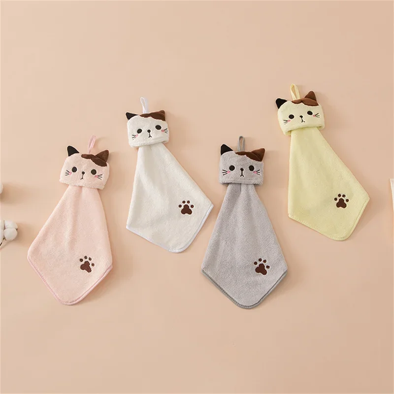 Cute cat kitchen cleaning towel coral velvet hand towel bathroom hanging absorbent dishcloth soft cleaning cloth rag 4 Cute cat kitchen cleaning towel coral velvet hand towel bathroom hanging absorbent dishcloth soft cleaning cloth rag 4