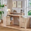 67" Modern L Shaped Desk with Storage Cabinet & Drawers, Wood Home Office Desk with Power Outlets, Fluted Computer Wr 3