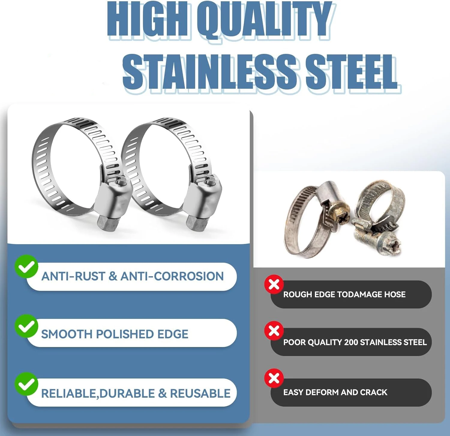 40/60/80pcs Hose Clamps Set Stainless Steel Adjustable Car Fuel Hose Pipe Clamp Worm Gear Clip