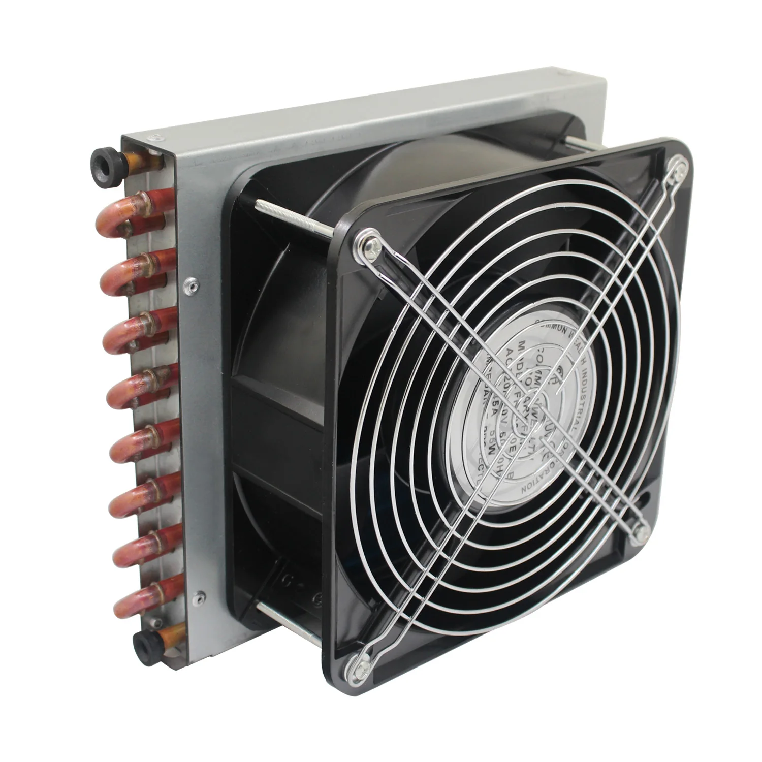 หม้อน้ําคอนเดนเซอร์เปลือกขนาดเล็กตู้เย็นตู้แช่แข็งระบายความร้อนด้วยน้ําอลูมิเนียมครีบและท่อทองแดงแลกเปลี่ยนความร้อนพร้อมพัดลมระบายความร้อนด้วยอากาศ 1