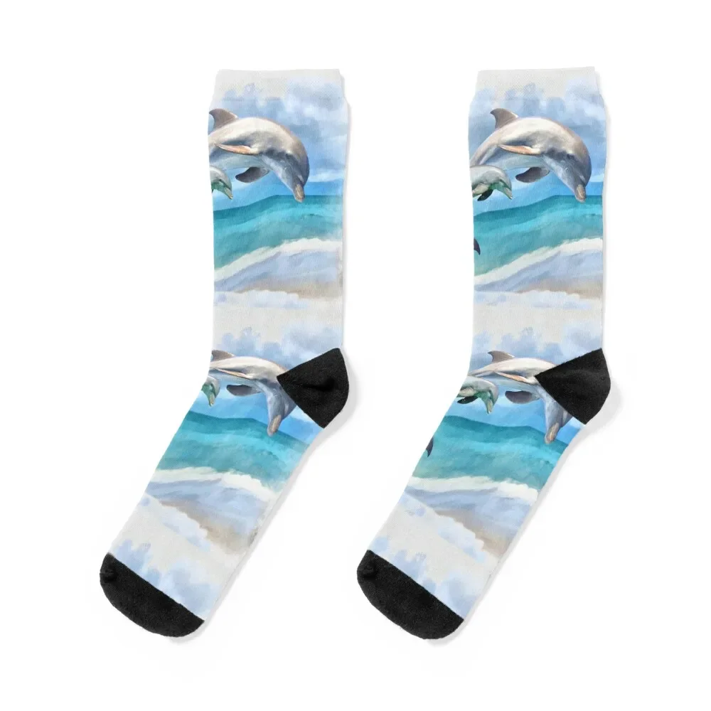 Playful Dolphins Socks valentine gift ideas funny sock Stockings compression Socks Male Women's kitten mittens it’s always sunny socks compression stockings women s compression sock basketball thermal socks man winter