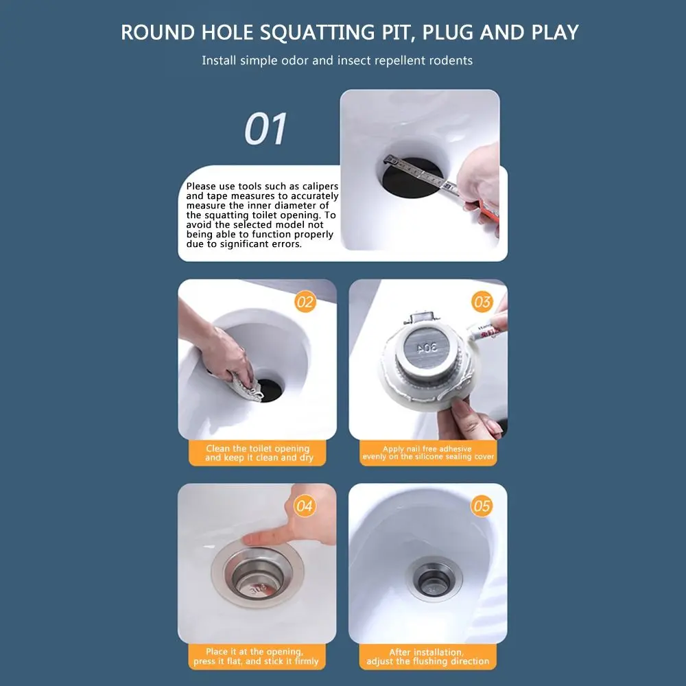 Description Picture 5 of itemPrevent Backflow Toilet Odor Stopper Stainless steel Bathroom Fitting Toilet Deodorant Stopper Squatting Pan Accessories