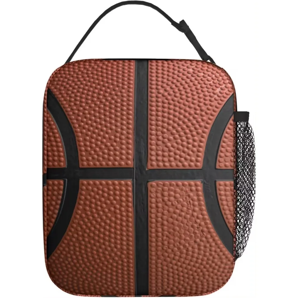 Basketball Insulated Reusable Lunch Box For Men Women Work Office School Picnic Portable Bento Tote Bag Cooler