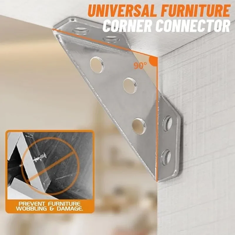 Stainless Steel Angle Bracket Furniture Hardware Angle Connector 10pcs Universal Furniture Corner Brace