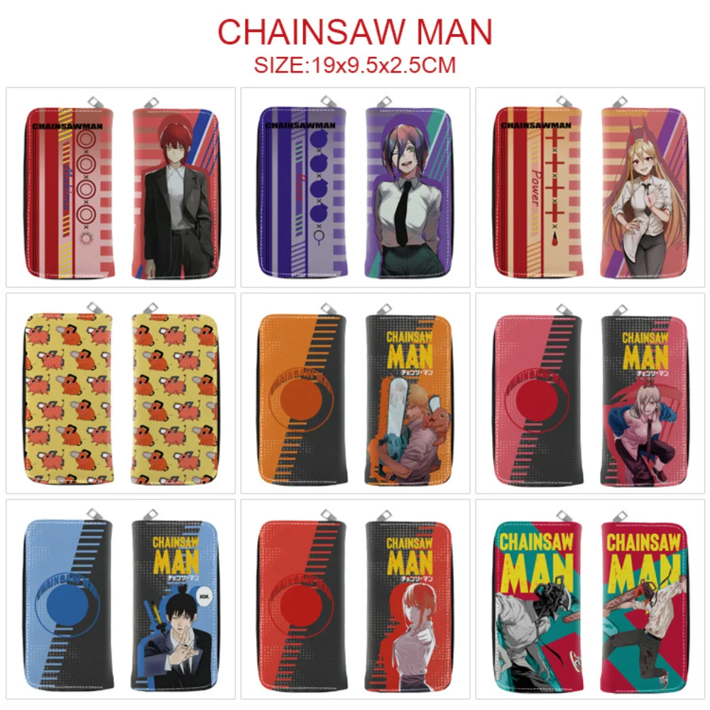

Chainsaw Man Cartoon PU Long Wallet Casual Zip Credit ID Card Coin Holders Layers Leather Purse Unisex Students Handbag