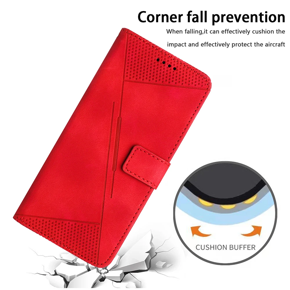 Geometric Leather Wallet Flip Case with Card Holder