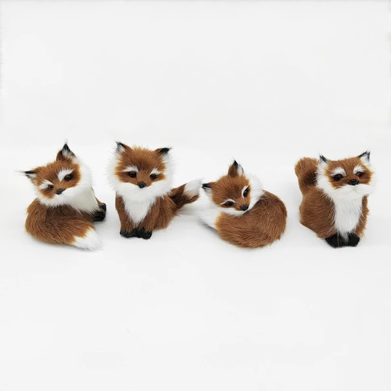 1PC Simulation Fox Toy Mini Squatting Fox Model Home Decoration