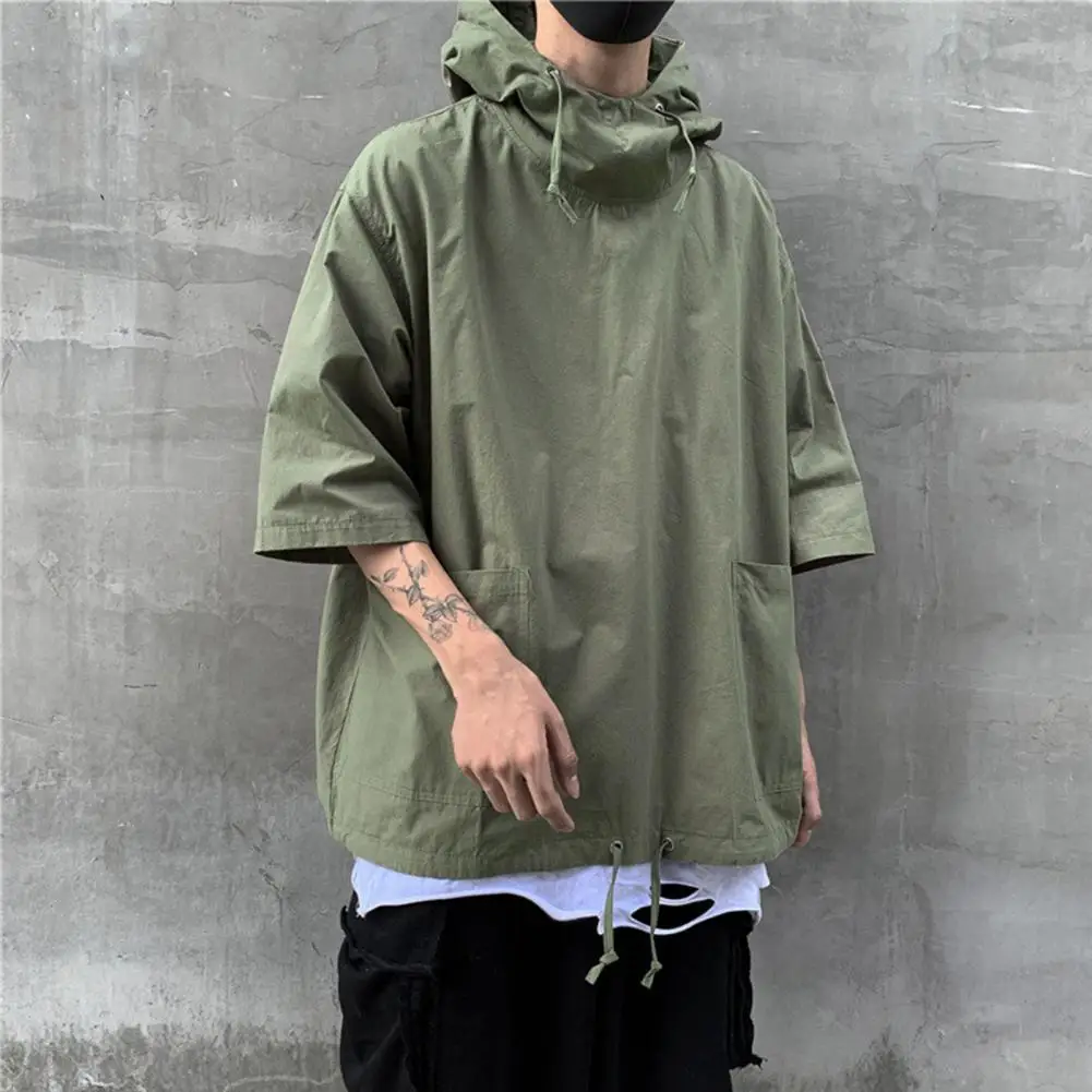 

Pullover Top Popular Half Sleeve Men T-shirt Skin-friendly Summer T-shirt Hooded Half Sleeve Pullover Top for Office
