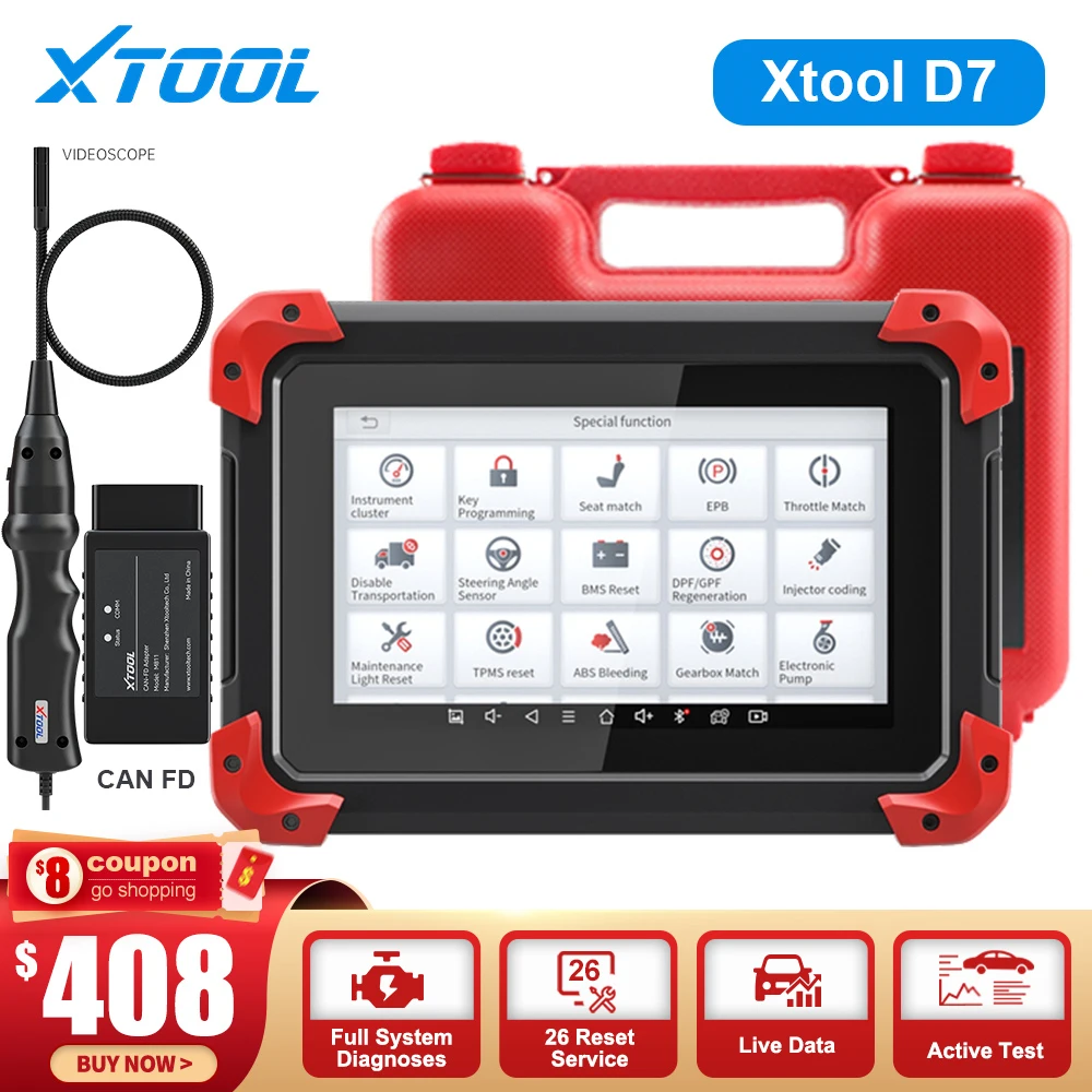 XTOOL D7 OBD2 Scanner ALL System Car Diagnostic Tool TPMS Code Reader