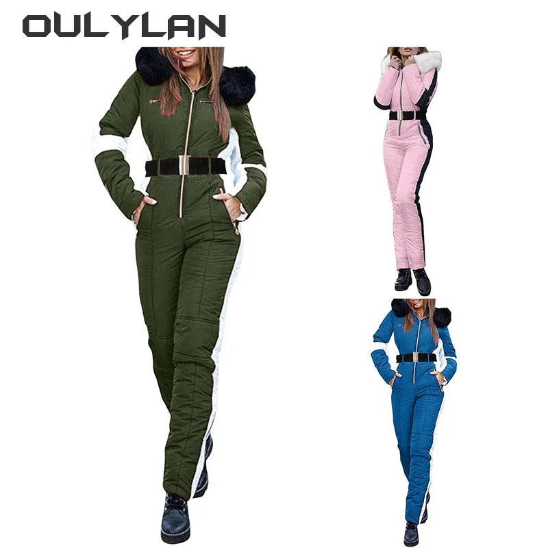 

Oulylan Women Ski Suit Winter Outdoor Sports Warm Jumpsuit Waterproof One-piece Snowboard Outdoor Sports Zipper Skiing Suites