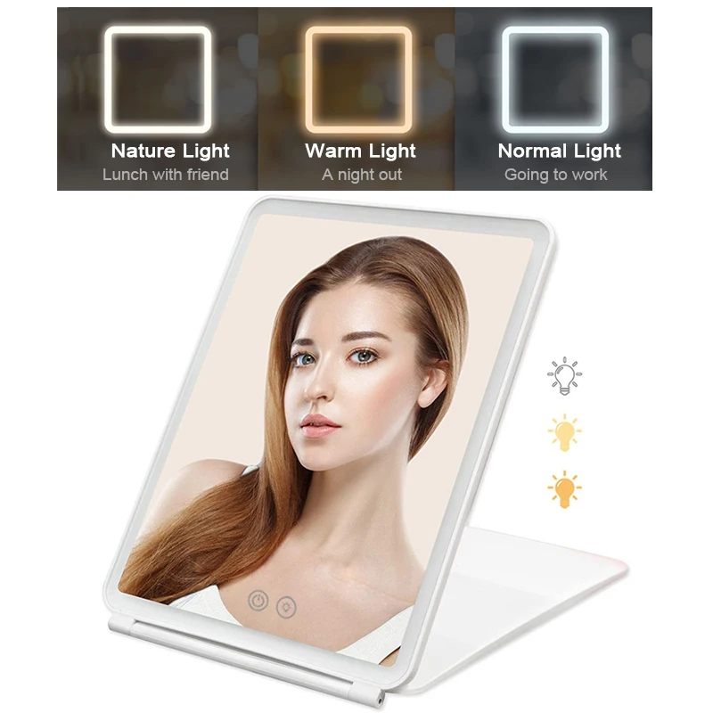 Specchi per il trucco a LED con luci portatile pieghevole Smart Travel  trucco facciale specchio da