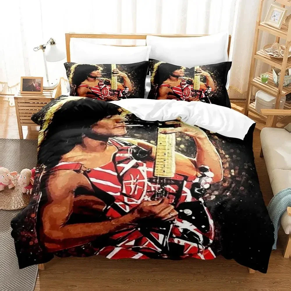 3D Print Eddie Van Halen Bedding Set Duvet Cover Bed Set Quilt Cover Pillowcase Comforter king Queen Size Boys Adult 3