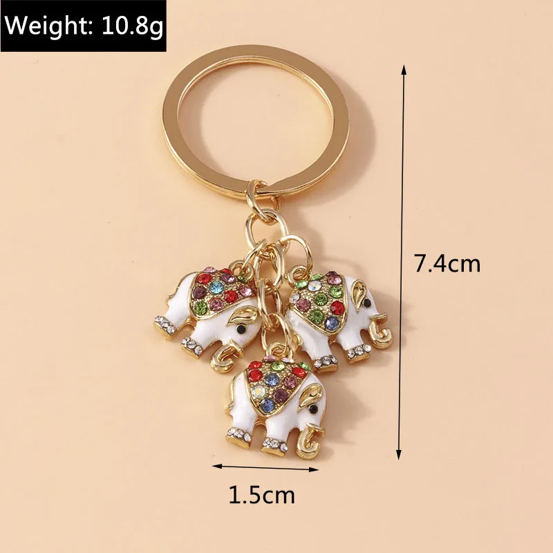 Aihua 7 Farben Niedlicher Tier-Schlüsselanhänger Kristall Indischer Elefant Schlüsselanhänger für Frauen Mädchen Handtaschenanhänger Accessoire Schmuck Geschenke – Detail 12