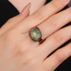 Natural Green Fluorite Raw Stone Vintage Adjustable Ring Antique Copper Electroplating Boho Unique Jewelry Women's Party Gifts 6