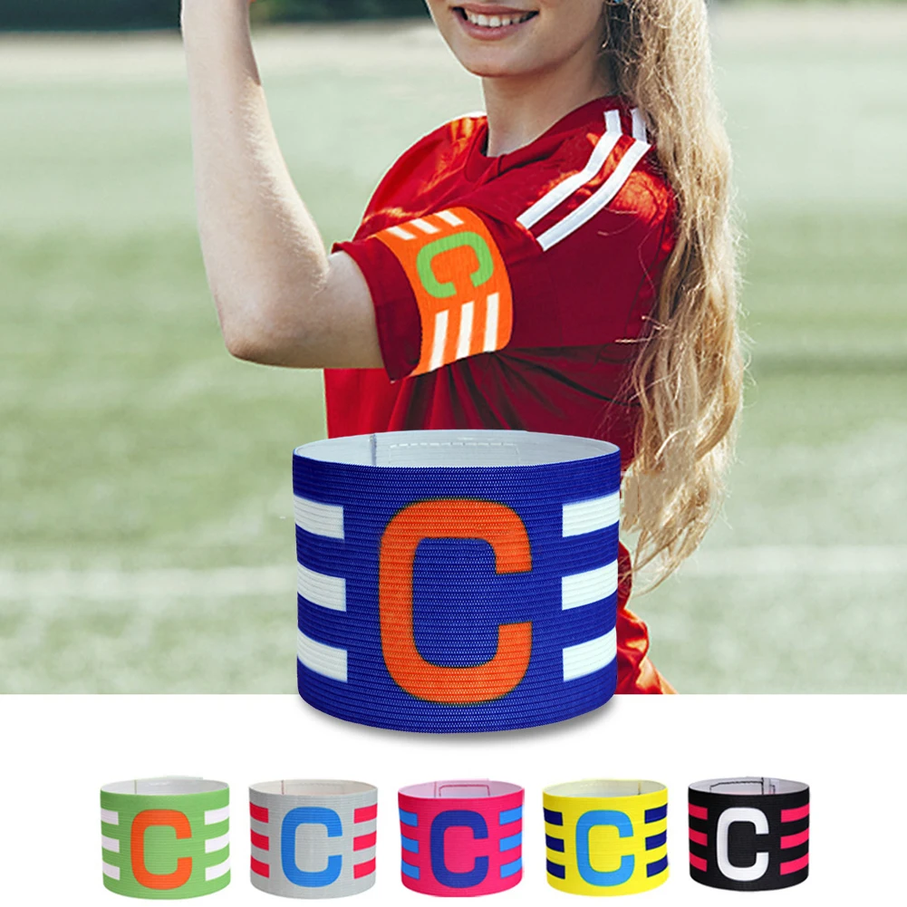 Soccer Player Captain Group Armband Adjustable Brazalete Capitan Band Breathable Stripe Arm Band Clear Icon for Football Captain