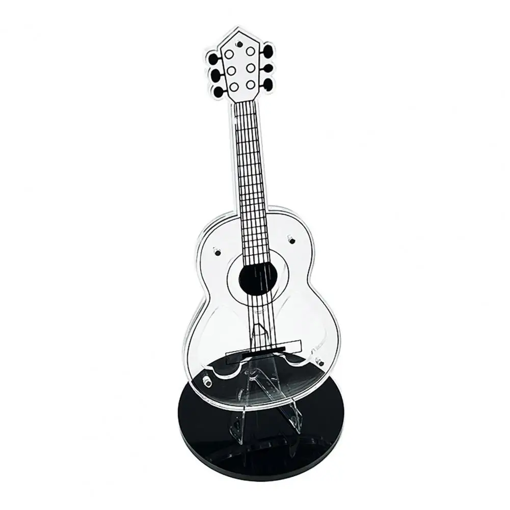 Acrylic Guitar Pick Holder with Stable Base Guitar-shaped Pick Case Transparent Guitar Holder Musicians Accessories
