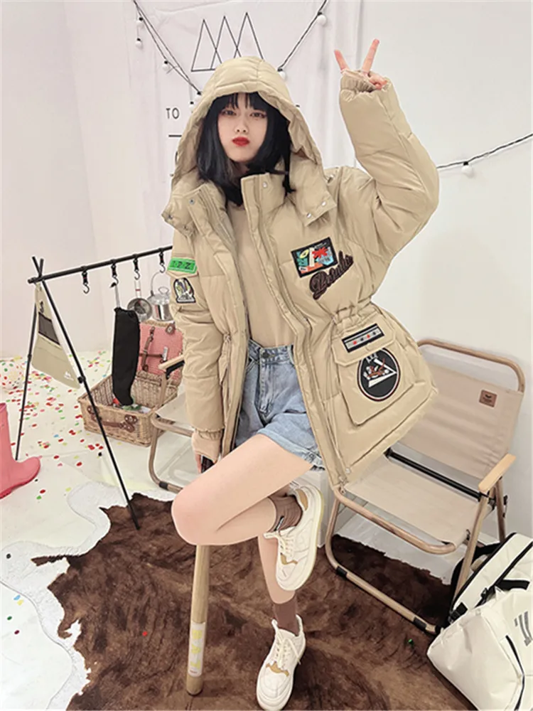 

Streetwear 2022 Winter New Hooded Down Cotton Coat Korean Version Loose All-match Bread Coats Female Cotton Jacket Tide Manteaux