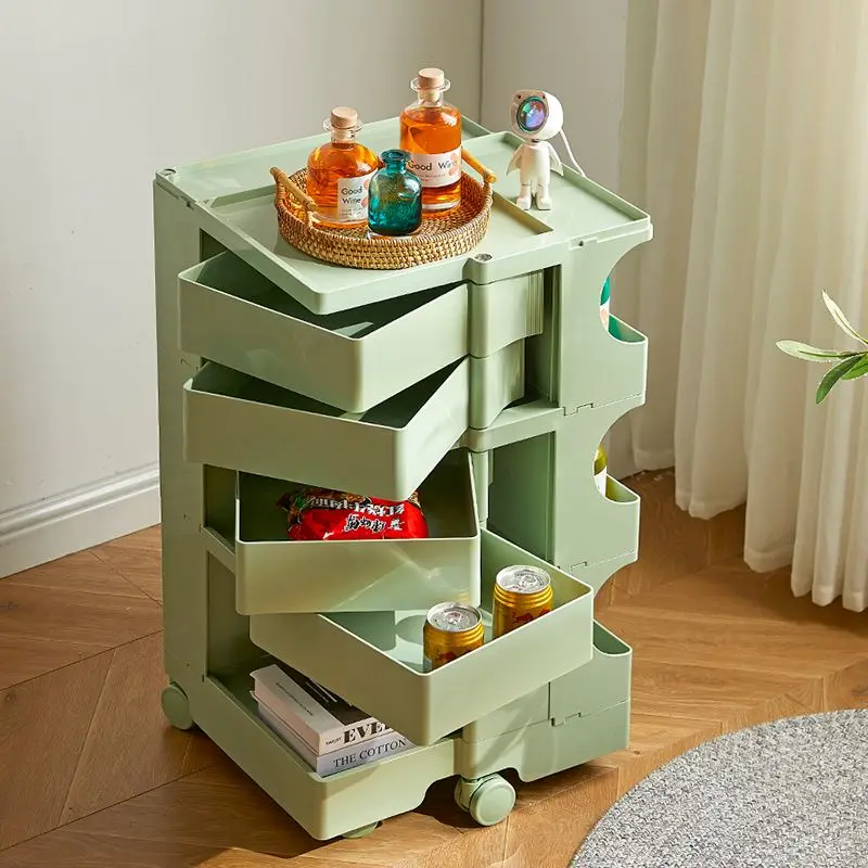 Multi-Layer Storage Cabinet with Wheels Living Room Storage Cabinet Snacks rack Moving Side Corner Small End Table Nightstand