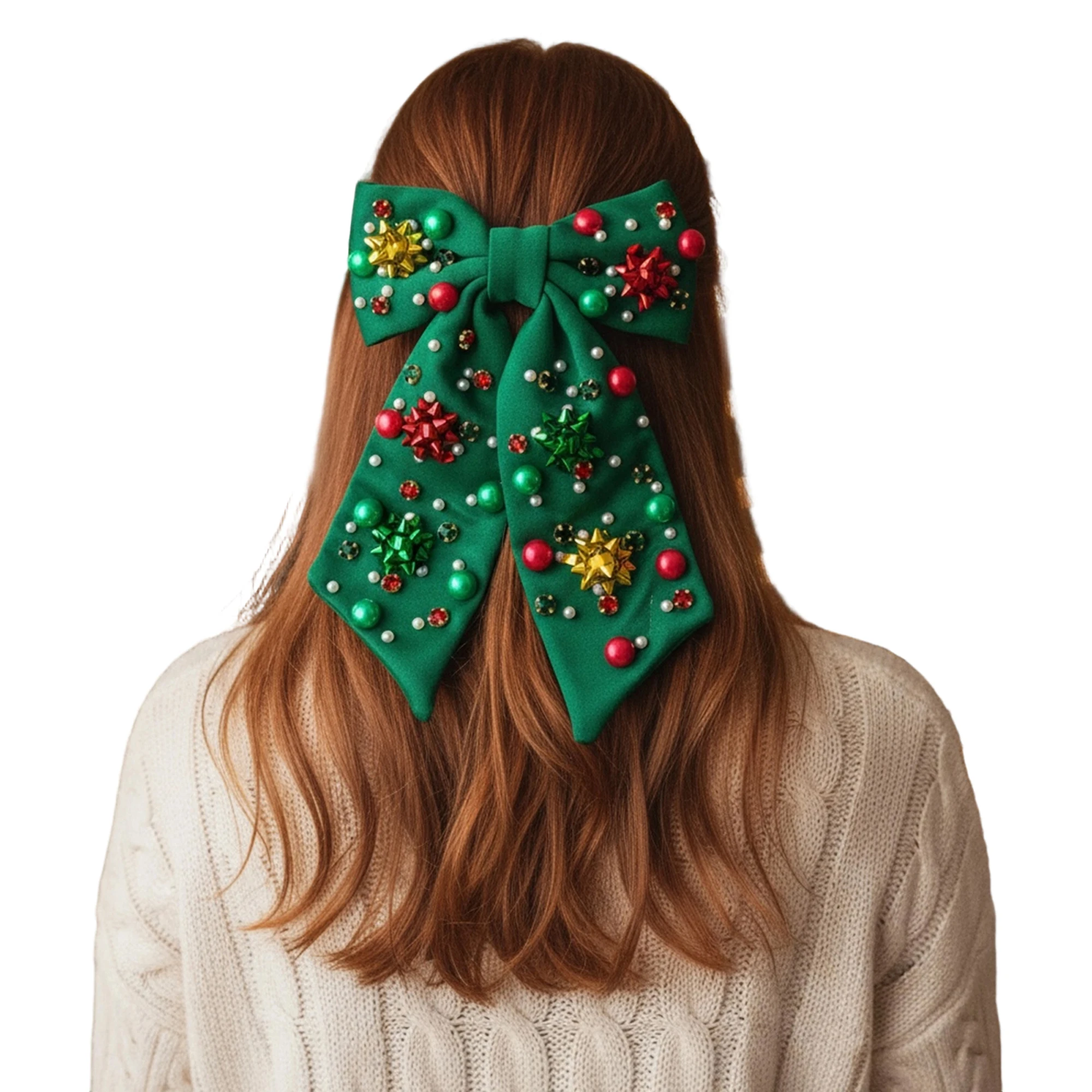 Festive Red Velvet Bow Headband with Glittery Snowflake Detail for Women and Girls - Christmas Hair Accessories for Holiday