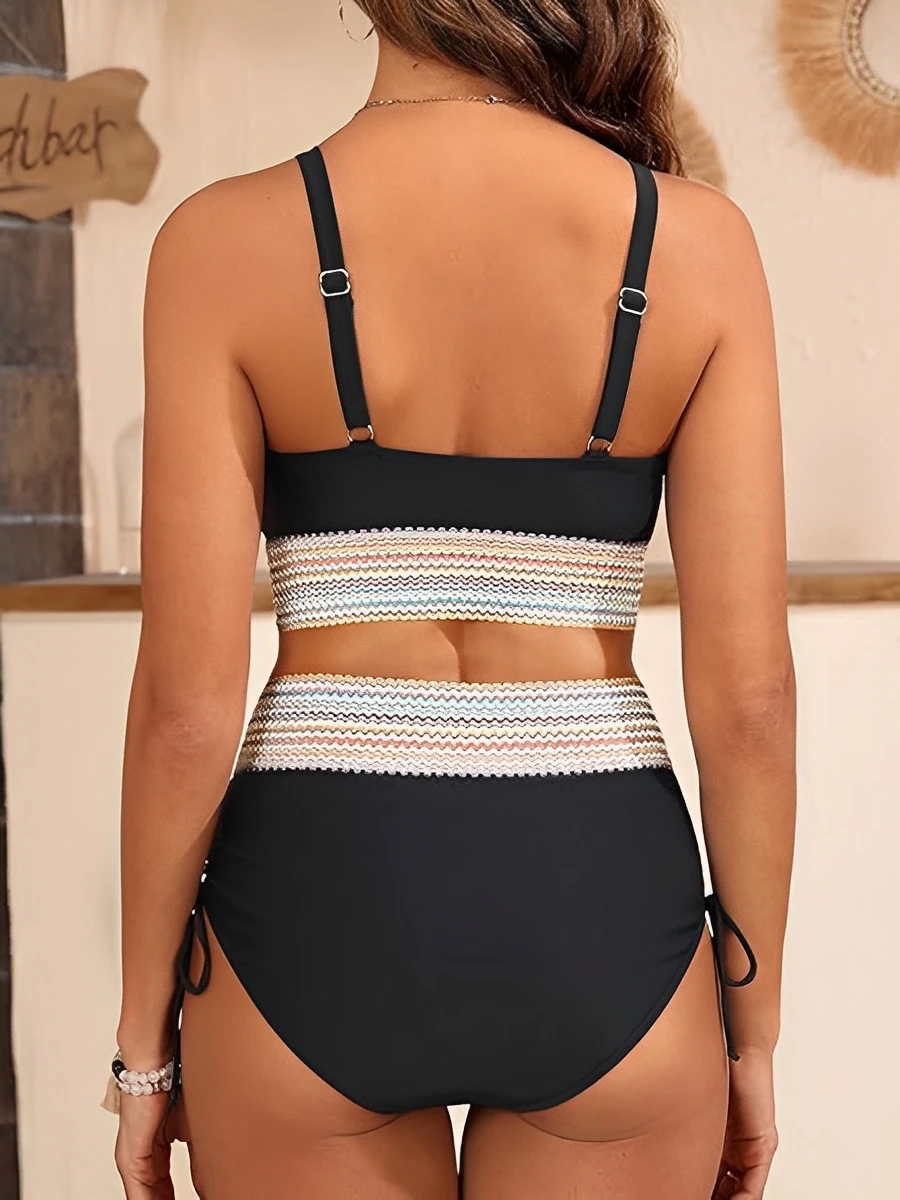 V-neck Bikinis 2025 Women High Waist Swimwear Drawstring Swimsuit Female Beachwear Summer Bathers Bathing Swimming Swim Suit XXL 4