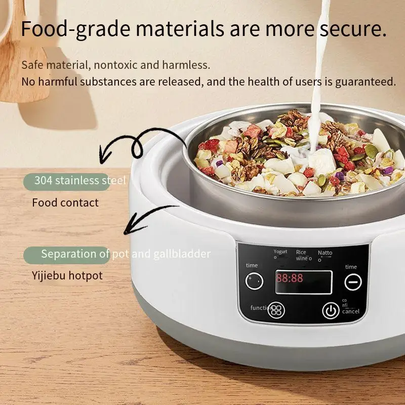 Yogurt Maker.Automatic Yogurt Machine Small Multifunctional Stainless Steel Rice Wine Natto Machine Constant Temperature.