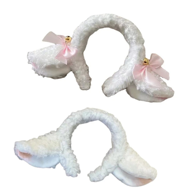 

634C Furry Lamb Headband Animal Pattern Plush Ears Cartoon Hairband for Makeup Washing Face Costume Hair Accessories