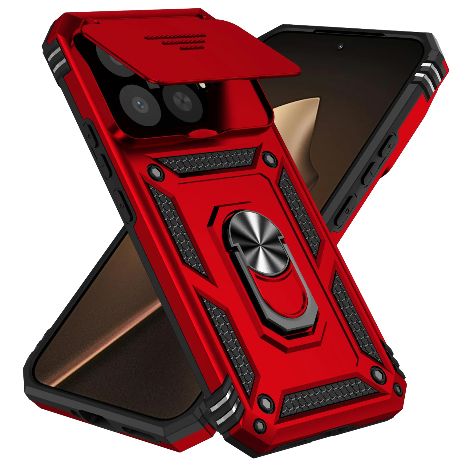 Rotating Slide Camera Lens Military Grade Armor Case - Protective Cover