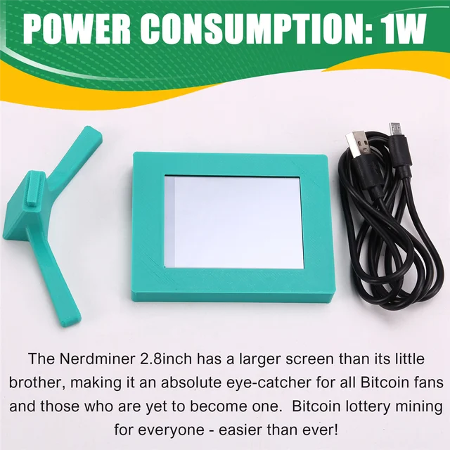 ATP-Nerdminer V2 56kh/S 2,8-дюймовый ЖК-дисплей Nerdminer Bitcoin Crypto Solo Lottery Desk Miner Криптовалюта Miner Зеленый 4