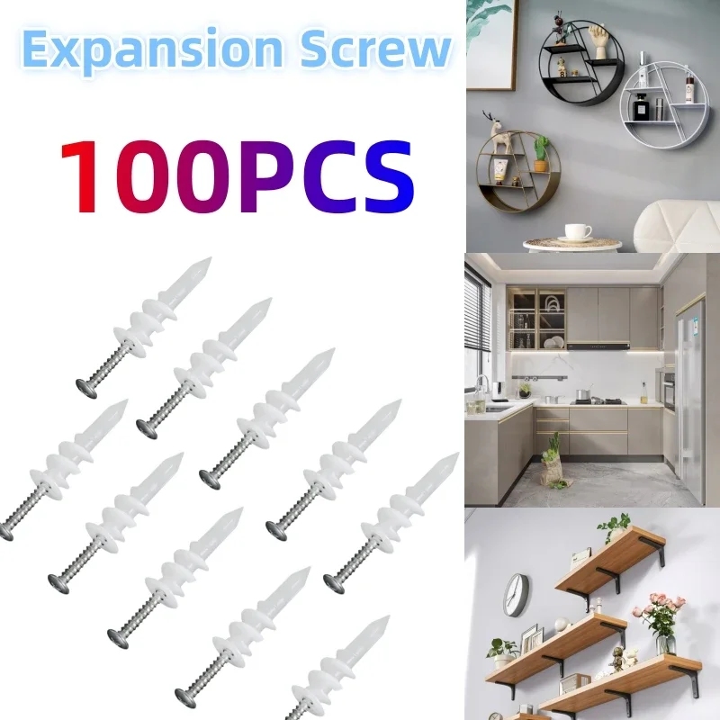 Nylon Screw Gypsum Board Special Drill Tail Expansion Screw Spiral Tube Plug Hollow Door Board Nylon Spiral Tube Slotted Three-point