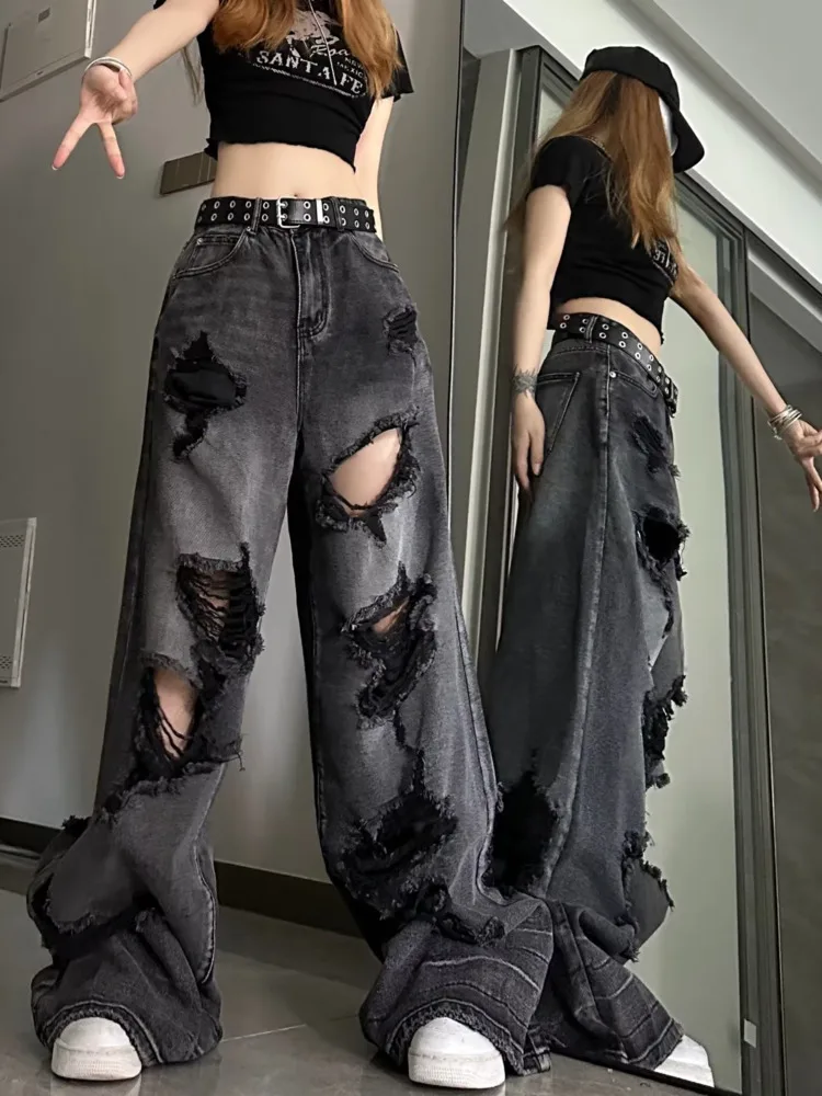 Niche Design Jeans, High Street Heavy Industry Wide Leg Pants, High-end Floor Length Pants, Trendy Brand Women's Jeans 3