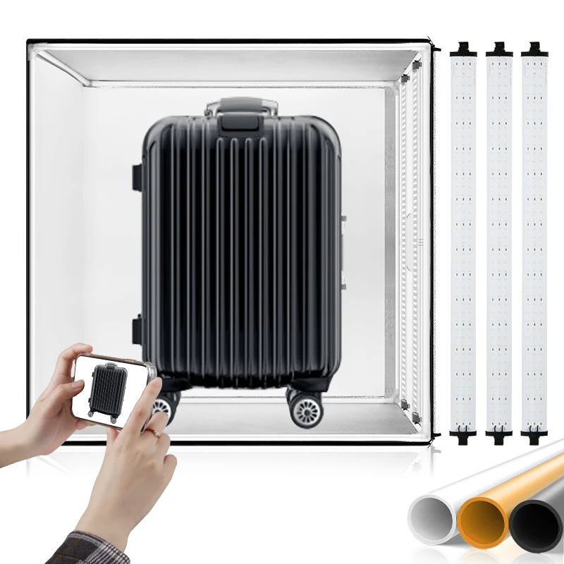 Light Photo Box Photography 31"X31" With 3 Led Lights And 3 Colors Backdrops Softbox Lights Dimmable Light Box For Shooting Tent
