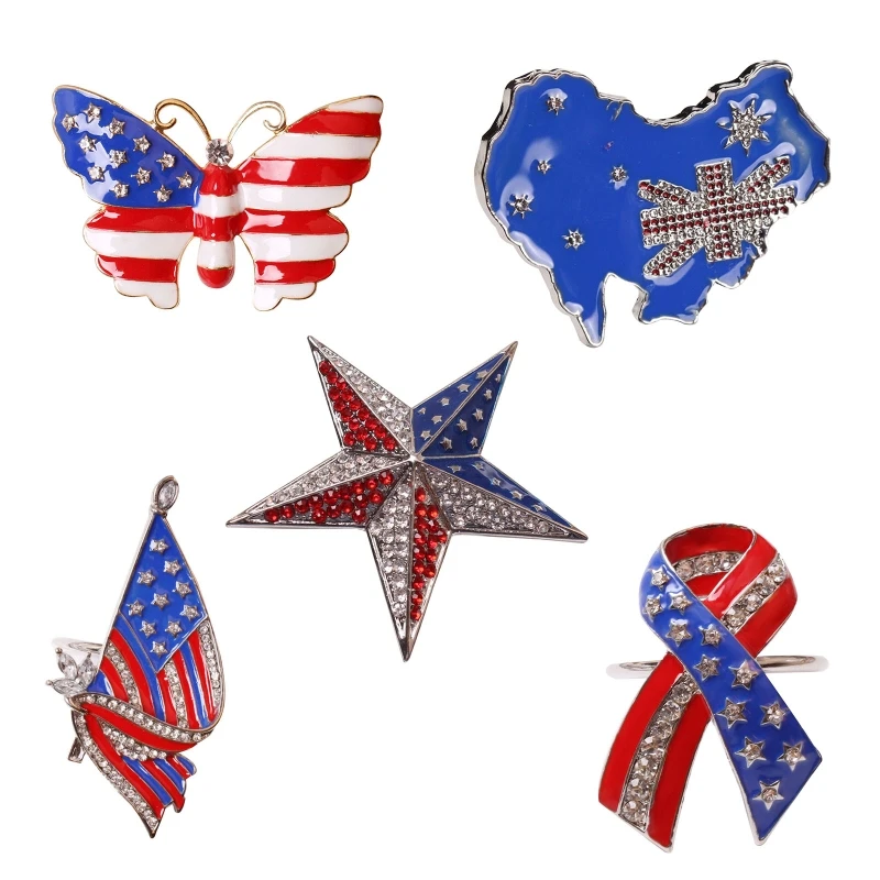 

12pcs Patriotic Napkin Rings Independence Day 4th of July Napkin Buckle Holder Butterfly Bow Tie American Flag Decor A0KF