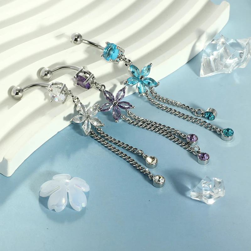 Stainless Steel long Dangling belly rings for women 14G body navel Piercing Jewelry Belly Button Piercings 50pcs