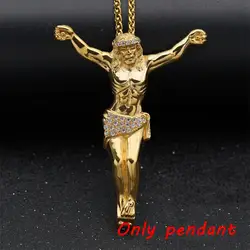 Gold Cross Necklace with Rhinestone Detailing - Elegant Jewelry Gift (Gold and 70cm chain)