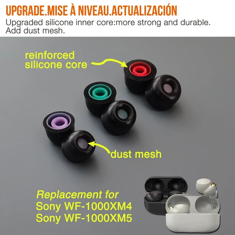 Embouts De Rechange En Mousse à Mémoire De Forme Pour Sony WF-1000XM5 - Couleur Gris, Confort Optimisé