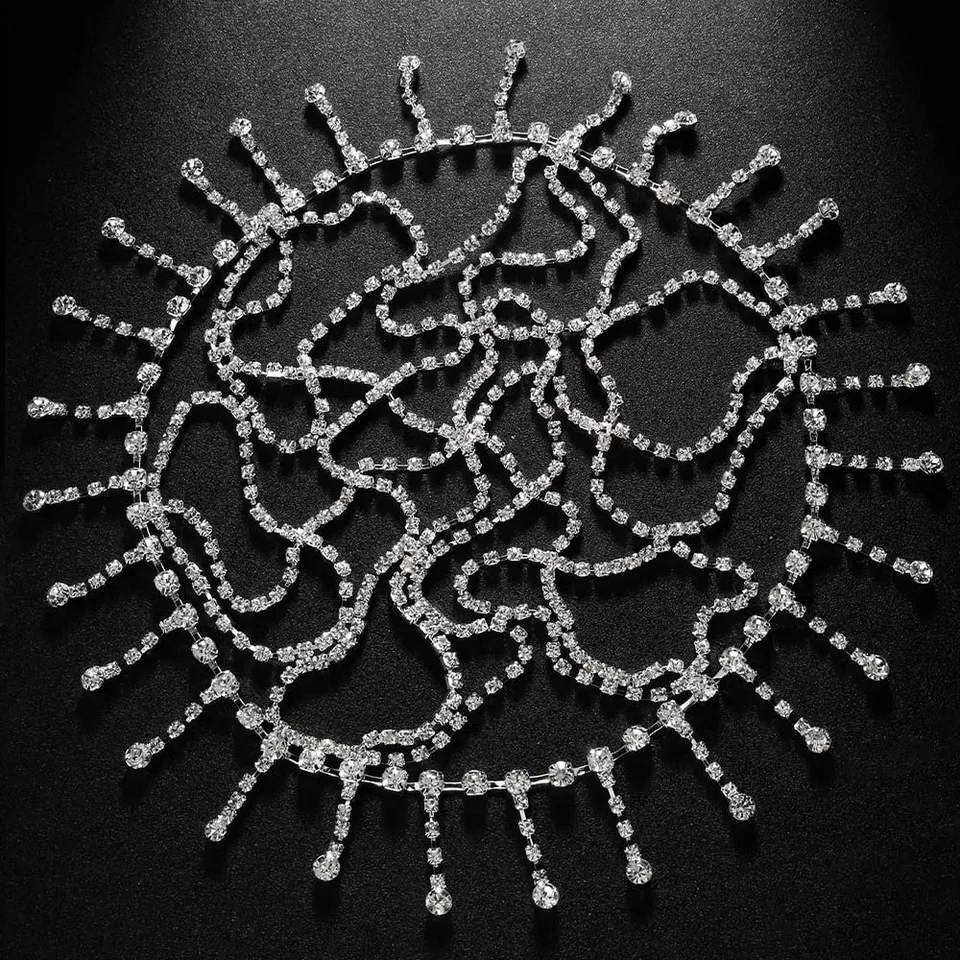 Handmade Rhinestone Tassel Headdress for Women
