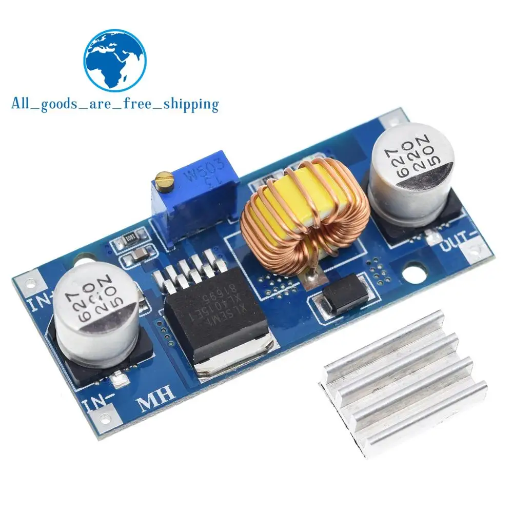 5A XL4015 DC-DC 4-38V  1.25-36V 24V 12V 9V 5V 스텝 다운 가변 전원 공급 장치 모듈 방열판이있는 LED 리튬 충전기