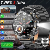 Military Grade New 1000mAh Battery T-Rex 3 Outdoor Smart Watch Men 5ATM Waterproof GPS HD AMOLED Bluetooth Call 100+Sports Watch