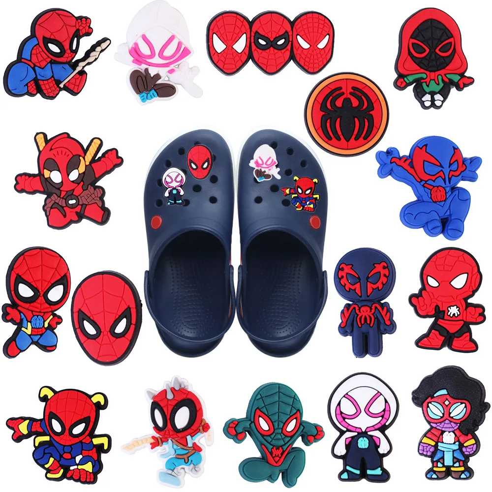 

1-16pcs Spider-man crosses the universe Croc Charms Accessories Shoe Decorations Pins for Croc Woman Men Jeans Wholesale