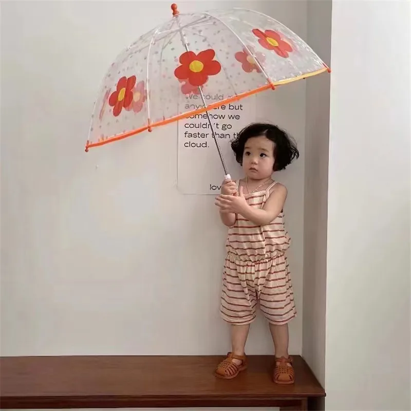 baby stroller accessories and car seat Korea Style Long Handle  Umbrella for Kids Manual Switch Transparent Umbrella Semi Automatic Cartoon Umbrella for Children baby trend sit and stand stroller accessories	 Baby Strollers