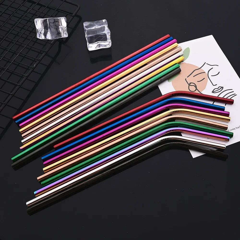 Stainless Steel Straw Set - 8 Piece Reusable Drinking Straws