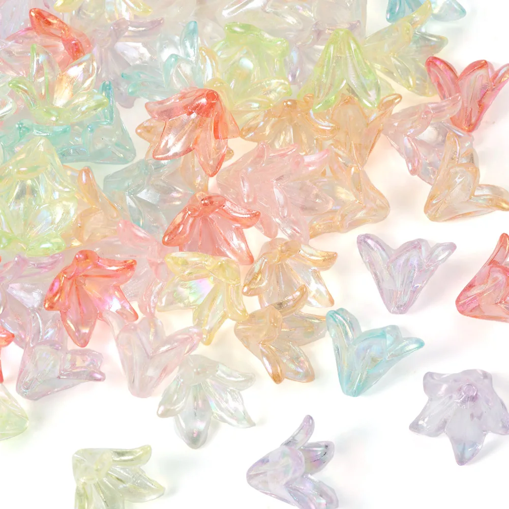 

160Pcs Acrylic Lily Flower Bead Caps End Caps Floral Spacer Beads for Jewelry Making DIY Phone Chain Bracelet Necklace Earrings