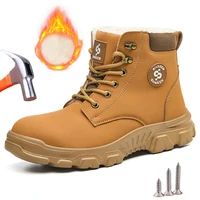 Winter Men Work Safety Boots Waterproof Indestructible Steel Toe Safety Shoes Men Warm Security Protection Work Shoes Size 50